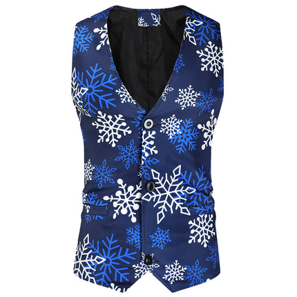 Men's Snowflake Three Piece Suit #3TZMK36 - Suits | Blue / M