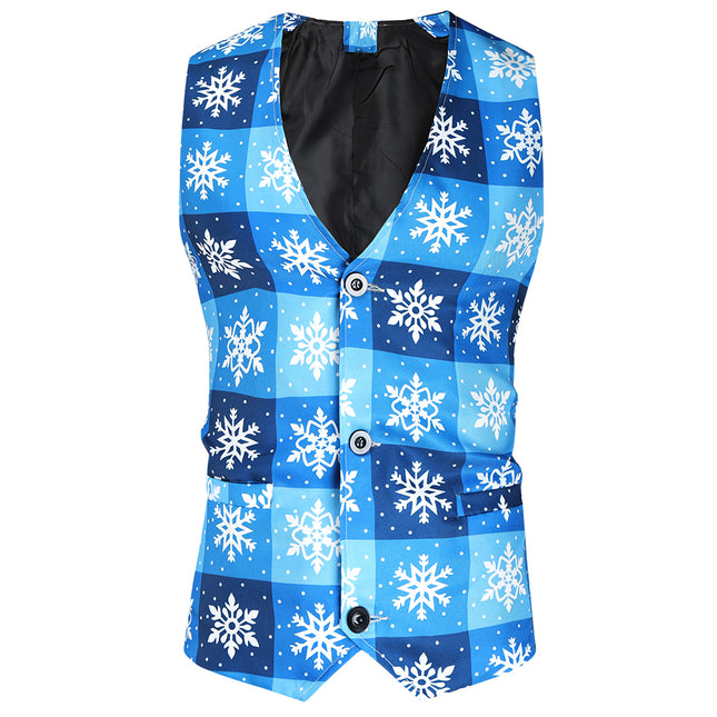 Men's Snowflake Three-piece Suit #3TZMK42 - Suits | Blue Plaid / M