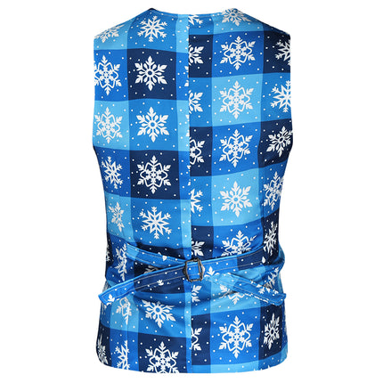 Men's Snowflake Three-piece Suit #3TZMK42 - Suits | Blue Plaid / M