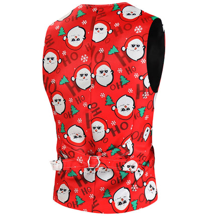 Men's Christmas Printed Vest Suit #2TZMK621 - Suits | Red / M