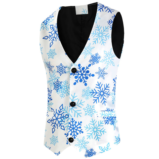 Men's Fresh Snowflake Vest Suit #2TZMK626 - Suits | Blue / M