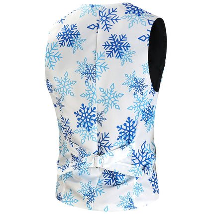 Men's Fresh Snowflake Vest Suit #2TZMK626 - Suits | Blue / M