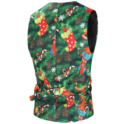 Men's Christmas Printed Vest Suit #2TZMK629 - Suits | Multicolour / M