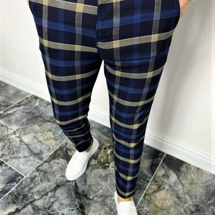 Men’s Timeless Check Pants #XK6021 - Pants | Navy Blue / S