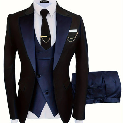 Men's Formal 3 Piece Suit #25060604 - Suits | Navy Blue / XS