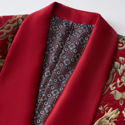 Men's Luxurious Gold Embroidered Suit #S8341 - Suits | Blue / XS