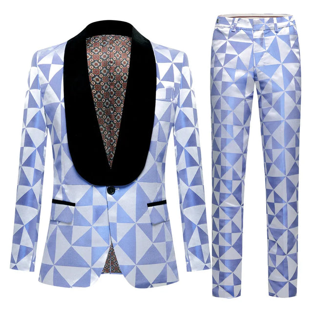 Men's Elegant Geometric Fashion Suit  #S8347