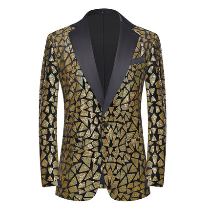Men's Holographic Sequin Jacket #M8074 - Blazers | Golden / XS