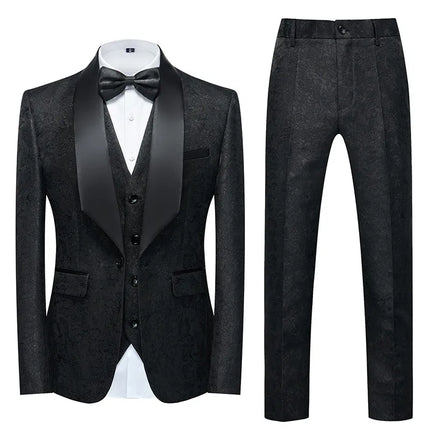 Men's Texture Painting Suit #M8004 - Suits | Black / XS