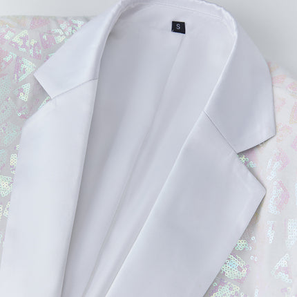 Men's Holographic Sequin Jacket #M8074 - Blazers | Silver / XS