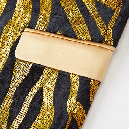 Men's Golden Gleam Zebra Stripes Tuxedo #S8339 - Blazers | Golden / XS