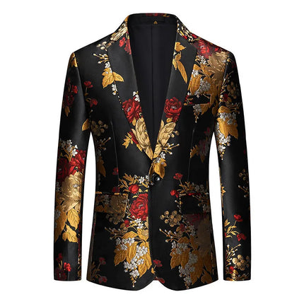 Men's Chrysanthemum Print Blazer #S8312 - Blazers | Multicolour / XS