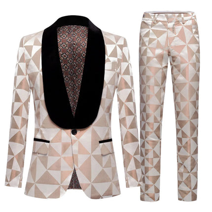 Men's Elegant Geometric Fashion Suit  #S8347