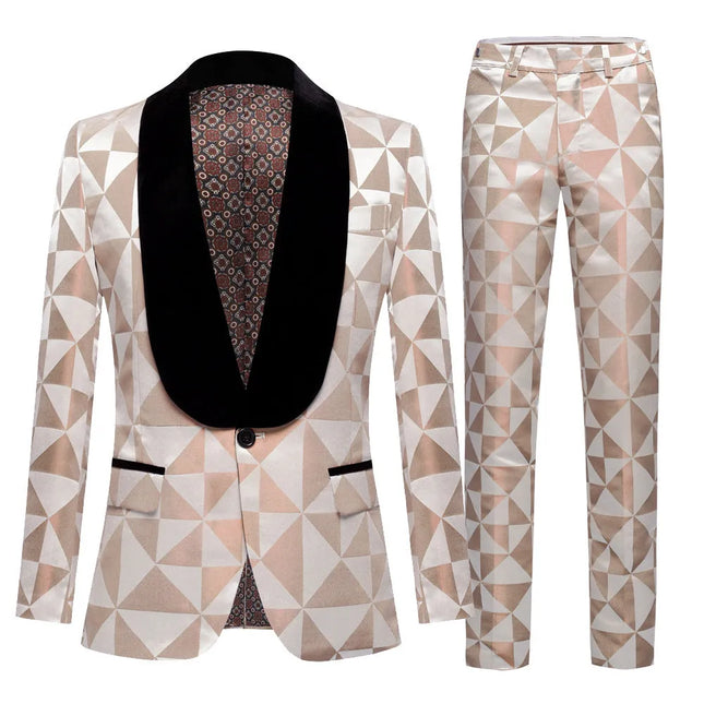Men's Elegant Geometric Fashion Suit  #S8347