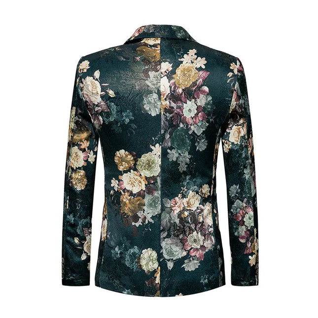 Men's Viridian Flower Print Blazer  #S8313