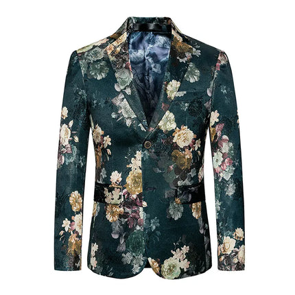 Men's Viridian Flower Print Blazer  #S8313