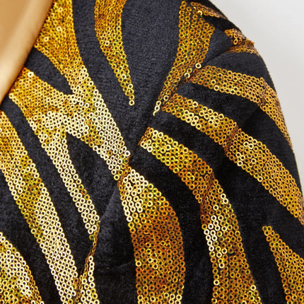 Men's Golden Gleam Zebra Stripes Tuxedo #S8339 - Blazers | Golden / XS