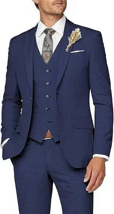 Men's 3pcs Suit #302 - | Navy Blue / XXS