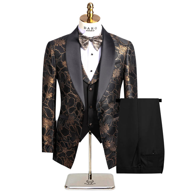 Men's Floral Elegance Suit #S8592 - Suits | Black / XS
