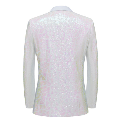 Men's Holographic Sequin Jacket #M8074 - Blazers | Silver / XS