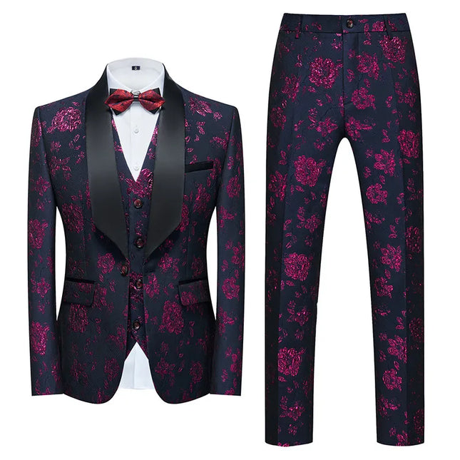 Men's Texture Painting Suit #S8195 - Suits | Purple / XS