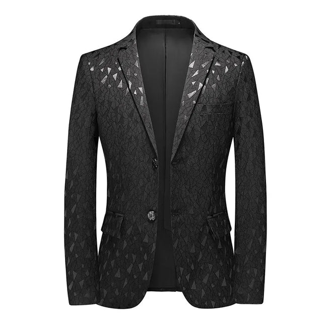 Men's Catoptric Geometric Blazer #S7043 - Blazers | Black / XS