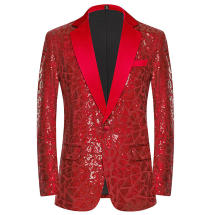 Men's Holographic Sequin Jacket #M8074 - Blazers | Red / XS