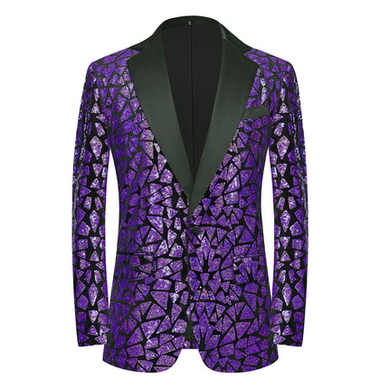 Men's Holographic Sequin Jacket #M8074 - Blazers | Purple / XS
