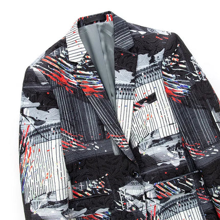 Men's Abstract Element Print Blazer #S8314 - Blazers | Multicolour / XS
