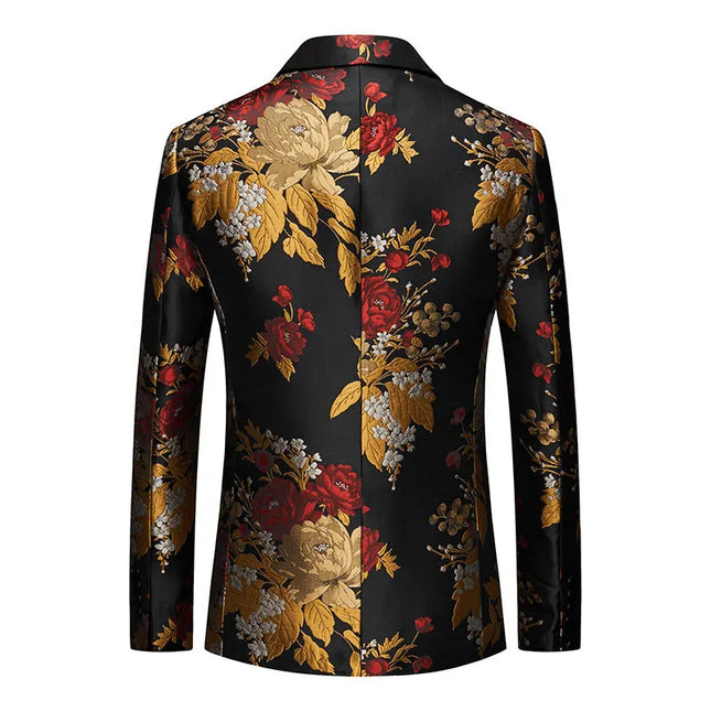 Men's Chrysanthemum Print Blazer #S8312 - Blazers | Multicolour / XS