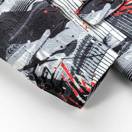 Men's Abstract Element Print Blazer #S8314 - Blazers | Multicolour / XS