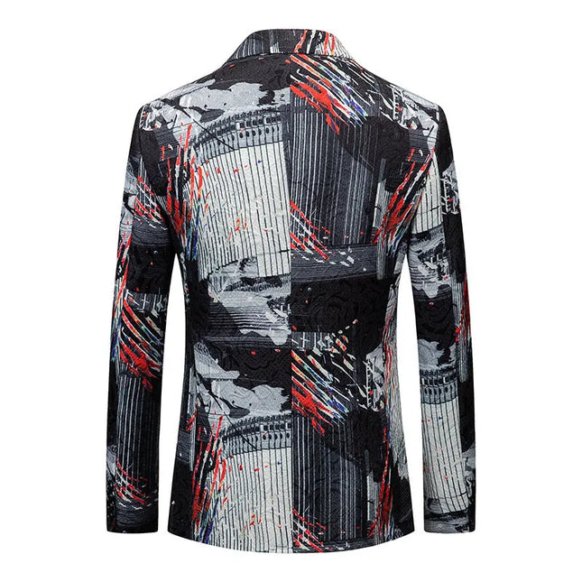 Men's Abstract Element Print Blazer #S8314 - Blazers | Multicolour / XS