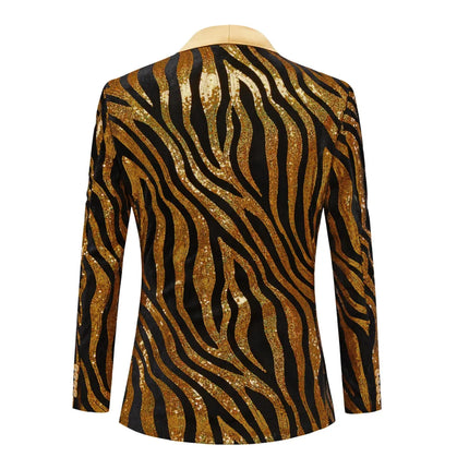 Men's Golden Gleam Zebra Stripes Tuxedo #S8339 - Blazers | Golden / XS