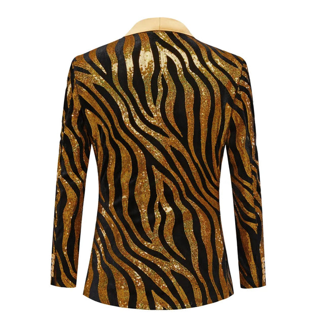 Men's Golden Gleam Zebra Stripes Tuxedo #S8339 - Blazers | Golden / XS
