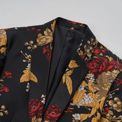 Men's Chrysanthemum Print Blazer #S8312 - Blazers | Multicolour / XS