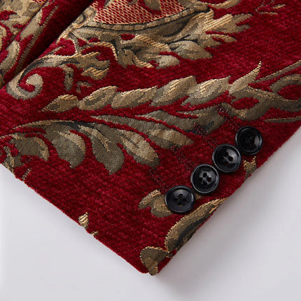 Men's Luxurious Gold Embroidered Suit #S8341 - Suits | Blue / XS