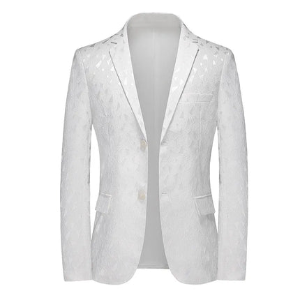 Men's Catoptric Geometric Blazer #S7043 - Blazers | White / XS