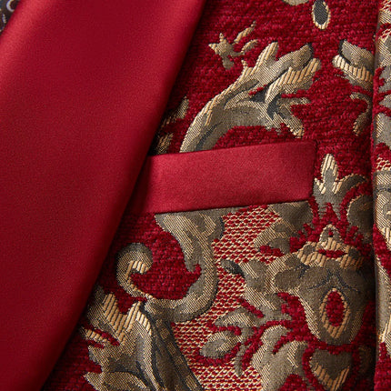 Men's Luxurious Gold Embroidered Suit #S8341 - Suits | Blue / XS