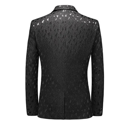 Men's Catoptric Geometric Blazer #S7043 - Blazers | White / XS