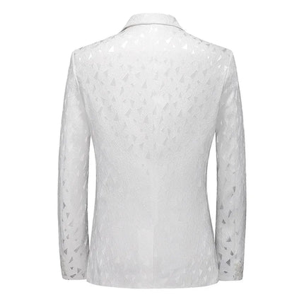 Men's Catoptric Geometric Blazer #S7043 - Blazers | White / XS