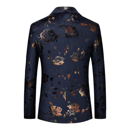 Men's Floral Gilded Pattern Blazer #S8318 - Blazers | Black / XS