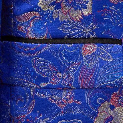 Men's Blue Flower Jacquard Suit #S8306 - Suits | Multicolour / XS