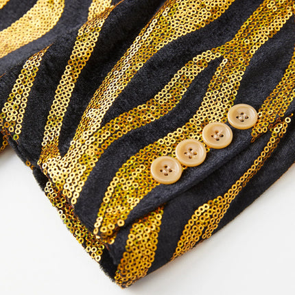 Men's Golden Gleam Zebra Stripes Tuxedo #S8339 - Blazers | Golden / XS