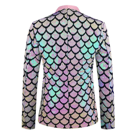 Men's Sequin Gala Velvet Mermaid Scale Tuxedo  #S8401