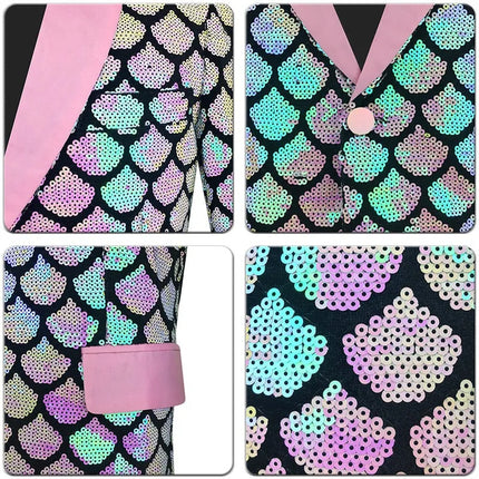 Men's Sequin Gala Velvet Mermaid Scale Tuxedo  #S8401