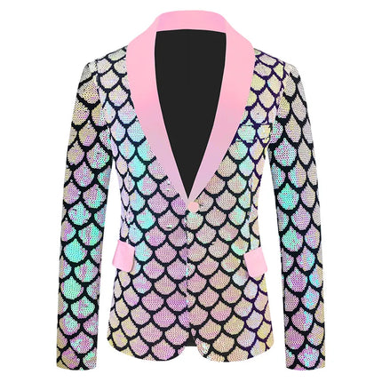 Men's Sequin Gala Velvet Mermaid Scale Tuxedo  #S8401