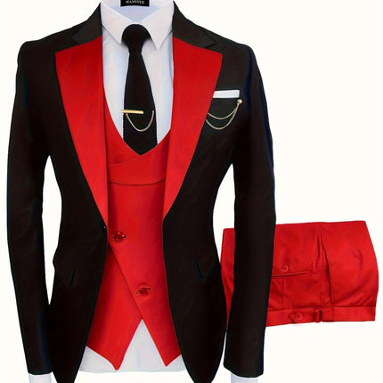 Men's Formal 3 Piece Suit #25060604 - Suits | Black / XS