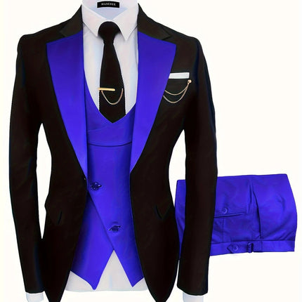 Men's Formal 3 Piece Suit #25060604 - Suits | Royal Blue / XS