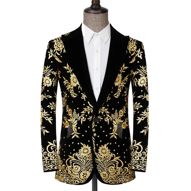 Men's Velvet Embroidered Blazer  #S8225