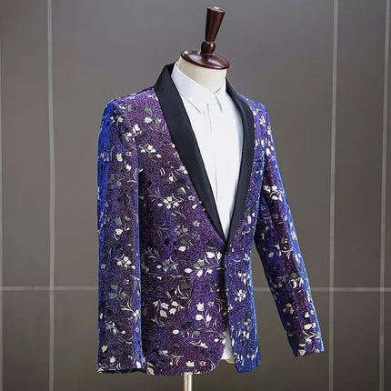 Men's Blue-Purple Embroidery Tuxedo  #S8411